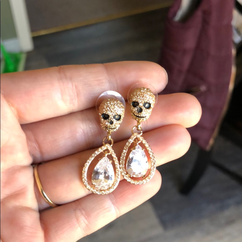 Betsy Johnson Skull Diamond Earrings